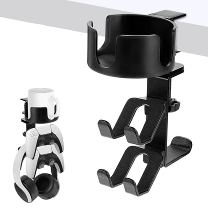 4 in 1 Desk Cup Holder with Headphone Hanger and Controller Stand Gaming Accessories Universal Adjustable