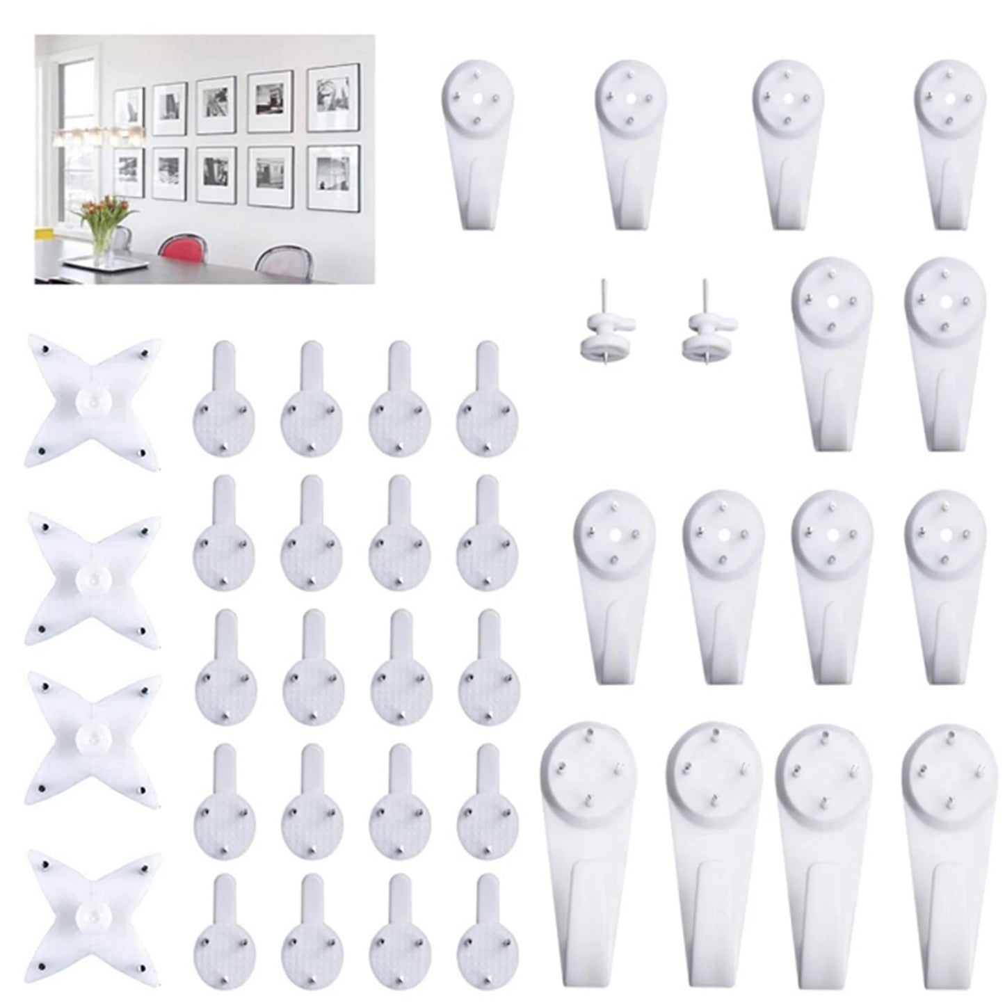 40 Pcs Invisible Nail Screws Wall Hooks No Trace Picture Hangers Traceless Multi-function Art Painting Frame Hanger