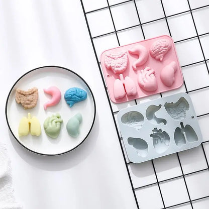 Human Organs Silicone Molds Heart Liver Brain Fondant Mold DIY Chocolate Candy Halloween Cake Decorating Tools