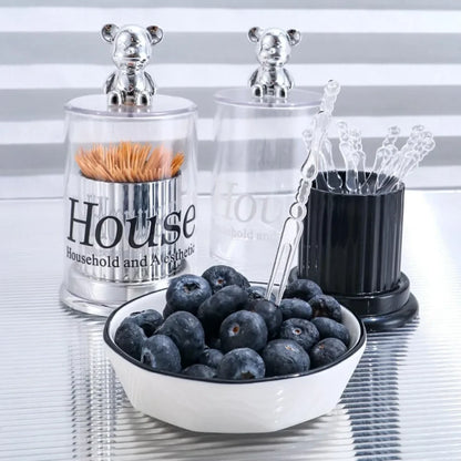 1pc Acrylic Toothpick Box Dispenser Jars with Lids Set Cute Decor Storage Containers for Cotton Ball, Cotton Swab Storage Tank