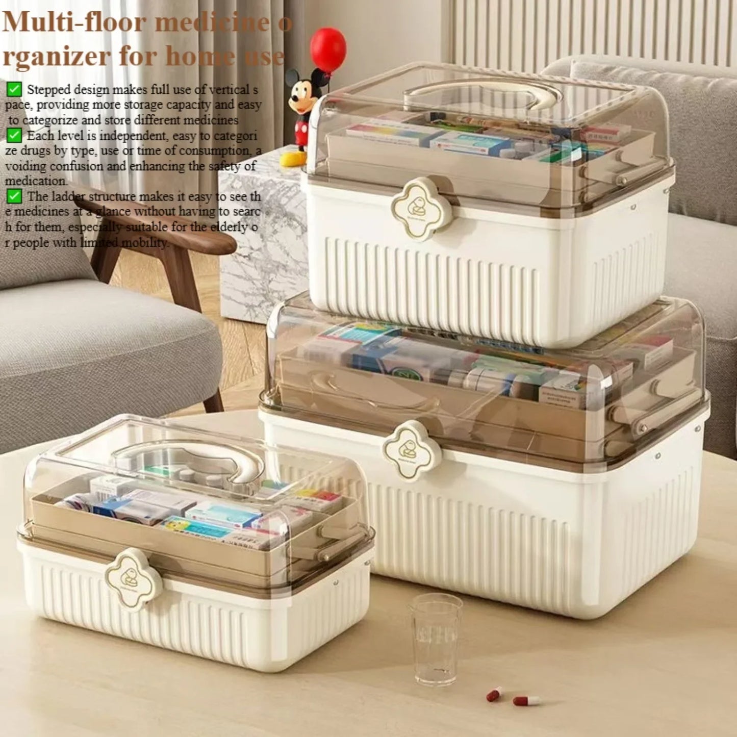 Multi-layer Medicine Box for Home Use,Large-capacity Medicine Organizer,Drug Organizer,Medicine Storage Box,First Aid MedicalBox