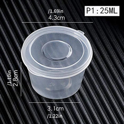 50Pcs/set Plastic Takeaway Sauce Cup Containers Food Box With Hinged Lids 25/50ml Pigment Paint Box Palette Disposable Box