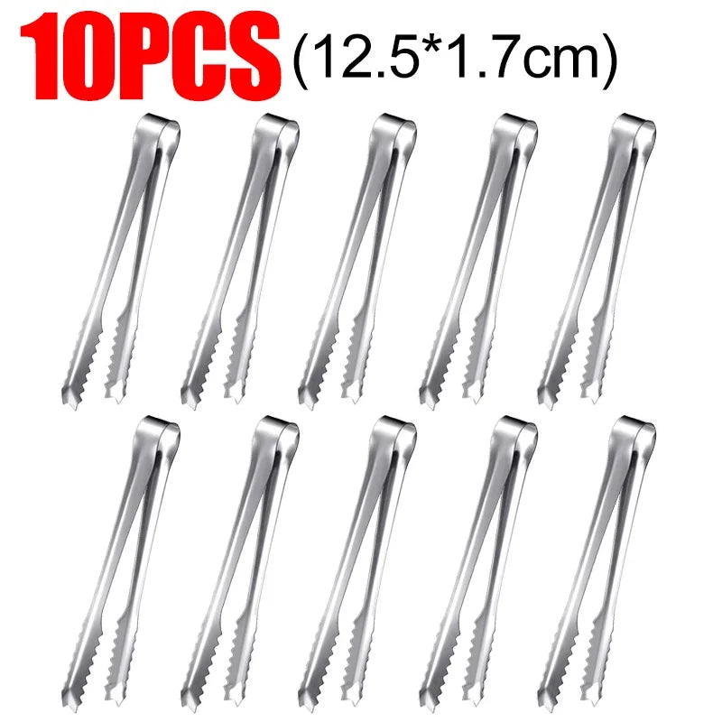 Stainless Steel Ice Tongs Bread Cake Clamps Salad Coffee Sugar Cubes Clips for Restaurant Bar Kitchen Tools Party Serving Tongs