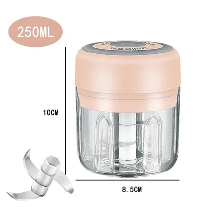 250/100ML Garlic Mincer USB Charging Powerful Mini Electric Garlic Chopper Portable Garlic Crusher Kitchen Food Chopper Unisex