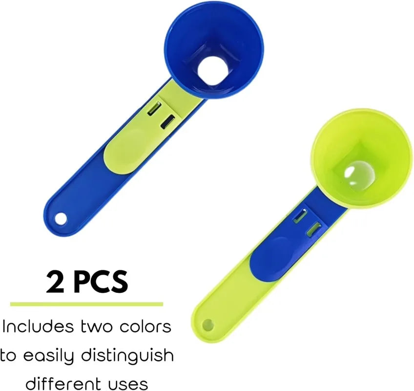 2PCS 2-in-1 Measuring Scoop with Funnel Kitchen Spoons Funnel Scoop for Coffee Measuring Protein Flour Powder Funnel