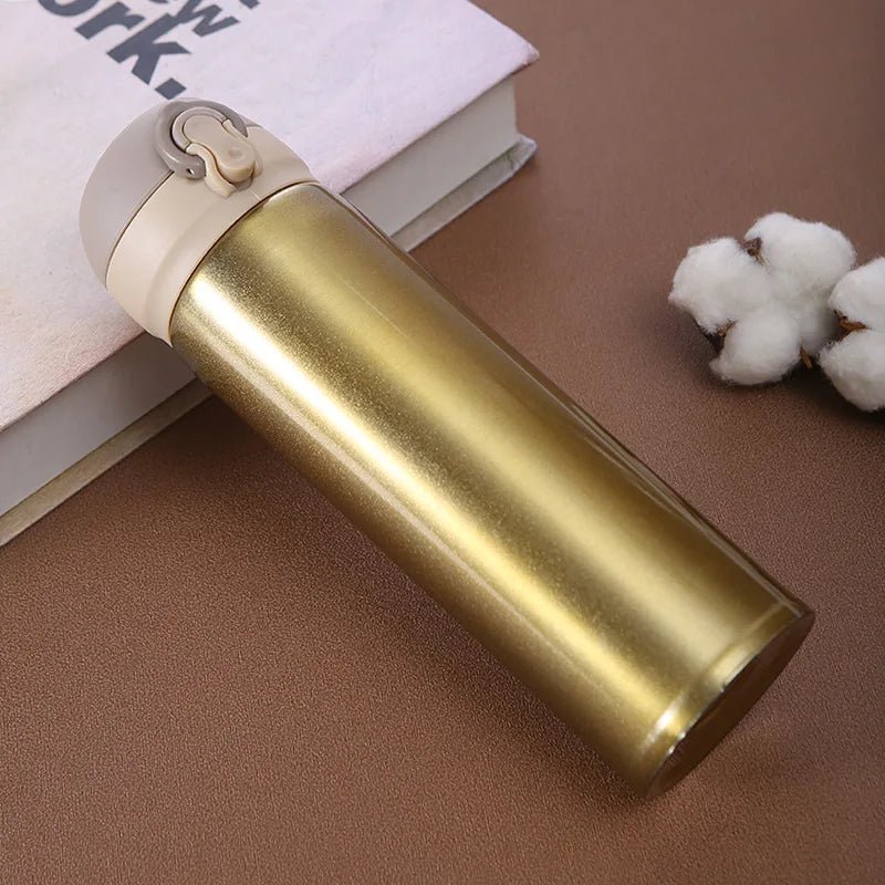 380-500ml solid color 304 stainless steel double-layer bouncing cup, student advertising cup, gift water cup, insulated cup