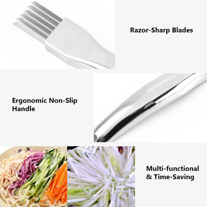 Stainless Steel Kitchen Knife for Chopped Green Onion with Curved Handle Design Food Speedy Chopper Silk the Knife