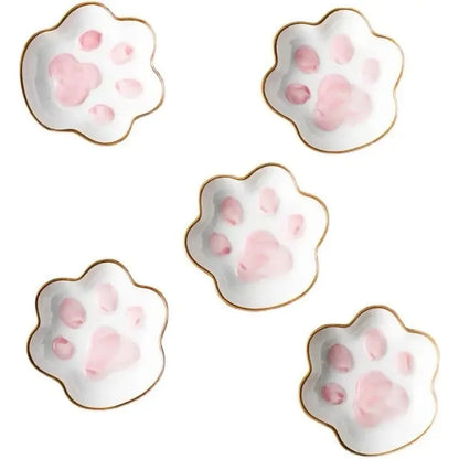 1pcs Cute Japanese Cartoon Creative Cute Cat Claw Flavor Plate Ceramic Soy Sauce Plate Seasoning  Household