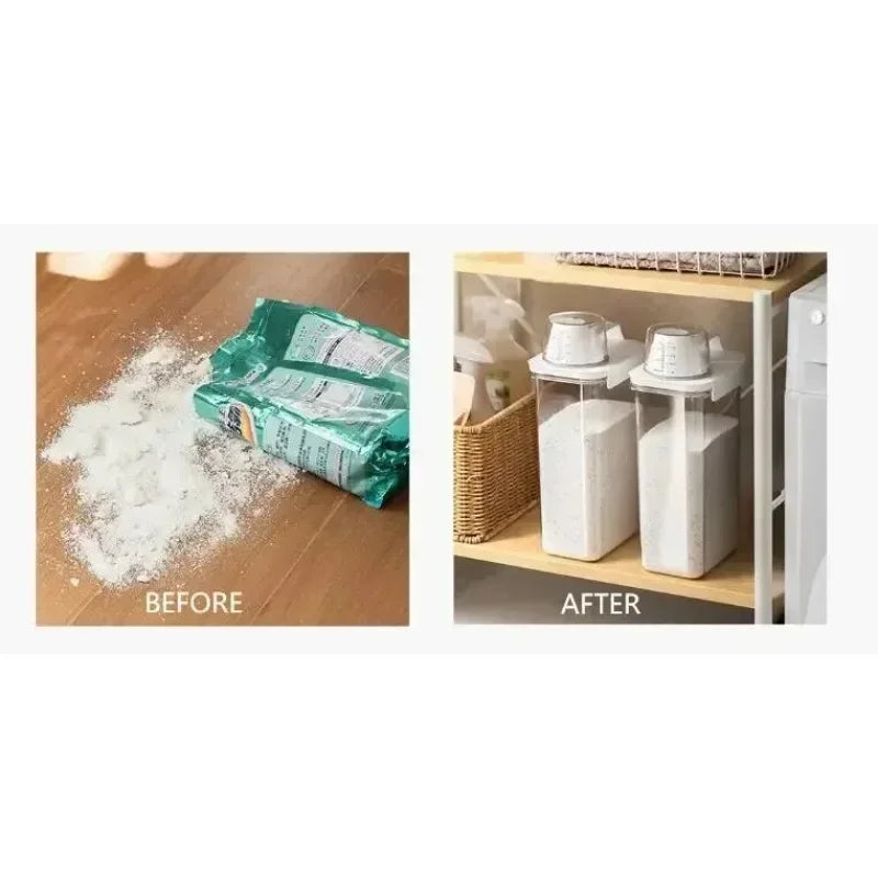 Airtight Laundry Detergent Dispenser Powder Storage Box Clear Washing Powder Liquid Container with Lids Jar