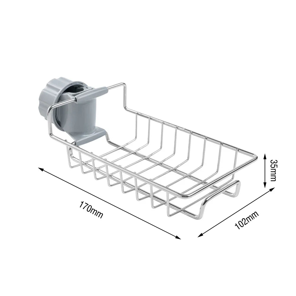1PC Kitchen Sink Drain Holder Adjustable Height Flexible and Rotatable Hanging Faucet Rack Suitable for Soap Sponges Brushes