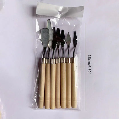 7 Pcs/set Stainless Steel Fondant Cake Spatula Cream Mixing Scraper Oil Painting Scoop Cake Decoration Accessories