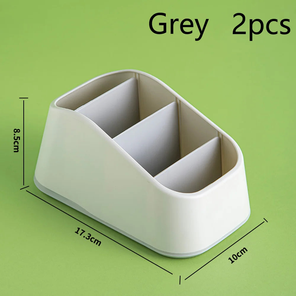 Remote Control Holder 4 Slot Desktop Storage Box Tv Remote Control Phone Trapezoidal Basket Stationery Organizer Case