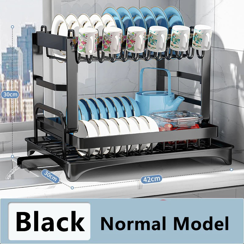 Double-layer Kitchen Dish Bowl Drainer Storage Rack Household Tableware Drain Chopsticks Knife Fork Water Cup Storage Holder