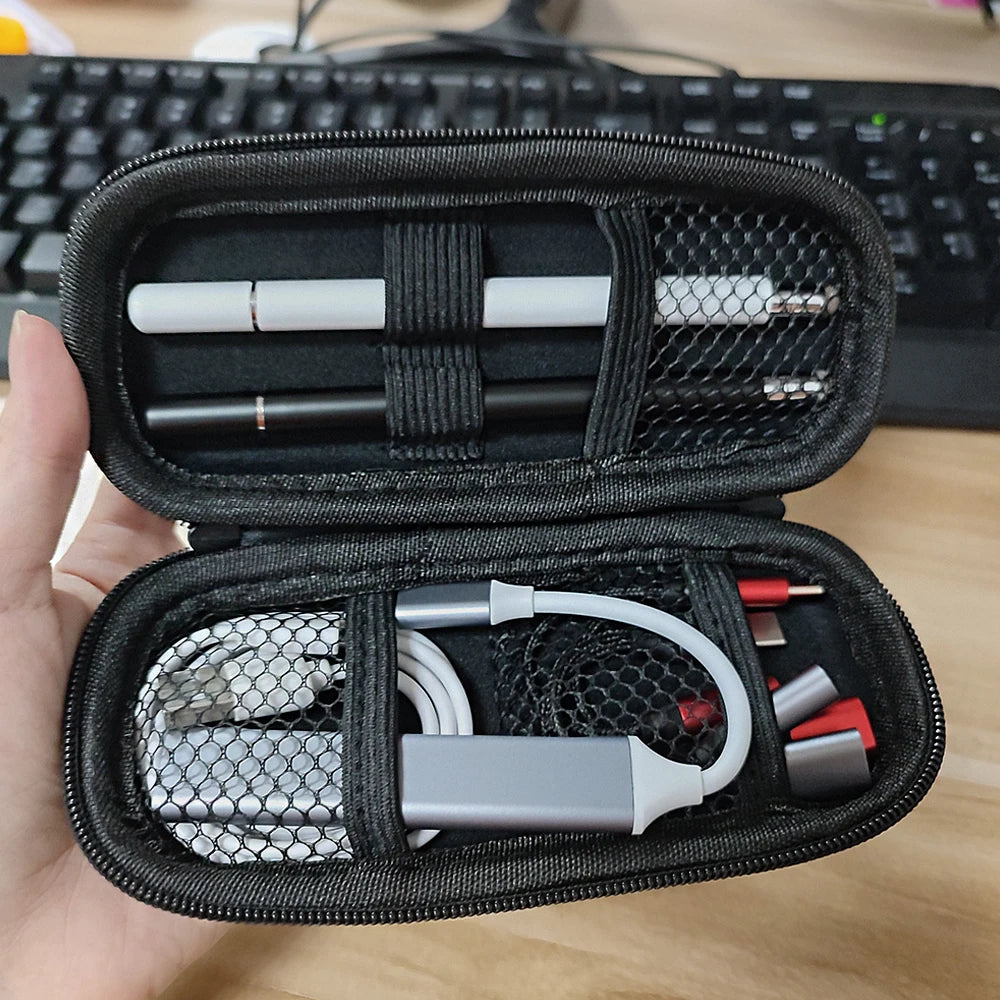 Portable Zipper Bag For USB Cable Data Line EVA Storage Bags For Pen Carry Case Box For Pouch Tech Gadgets Electric Accessories