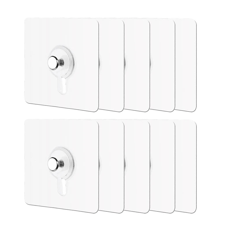 6x6cm Clear Adhesive Hooks - Damage-Free Heavy Duty Hanging Strips for Picture Frames & Wall Decor, No Nails Needed