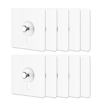 6x6cm Clear Adhesive Hooks - Damage-Free Heavy Duty Hanging Strips for Picture Frames & Wall Decor, No Nails Needed