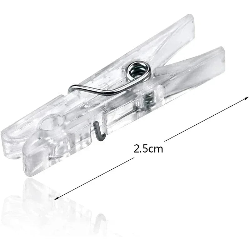 200/50Pc Mini Plastic Clips Transparent Photo Snack Sealing Clip Clothespins DIY Home Party Decoration Fairy Light Hanging Clamp