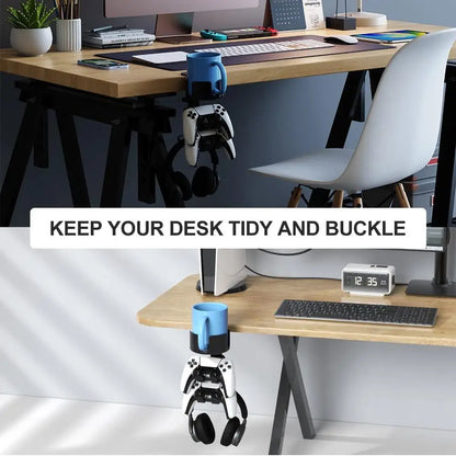 4 in 1 Desk Cup Holder with Headphone Hanger and Controller Stand Gaming Accessories Universal Adjustable