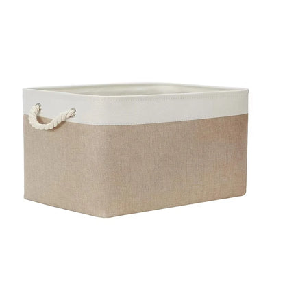 3sizes 1PCS foldable desktop storage basket with large capacity and handle for toys organizer, linen fabric storage basket for d