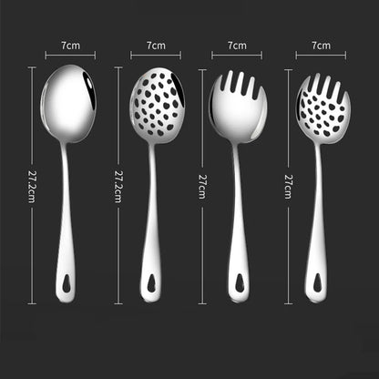 304 Stainless Steel Long Handle Public Hole Spoon Serving Fork Salad Household Tablespoons Cutlery Dinnerware Kitchen