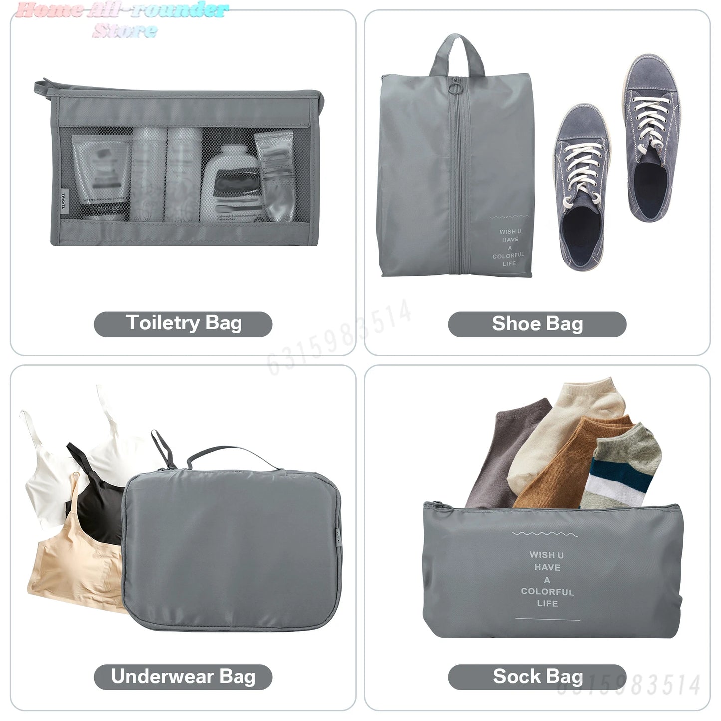 Waterproof Packing Cubes 8pc Set for Suitcases Travel Packing Organizer With Double Zipper Pulls Mesh Top 100% Durable Polyester
