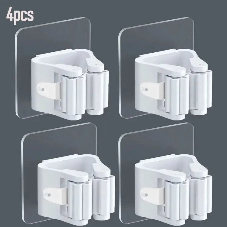 4PCS Wall Mounted Mop Organizer Holder Wall-Mounted Waterproof Mop Storage Rack Broom Hanger Hooks Household Tools