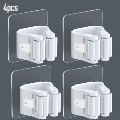 4PCS Wall Mounted Mop Organizer Holder Wall-Mounted Waterproof Mop Storage Rack Broom Hanger Hooks Household Tools