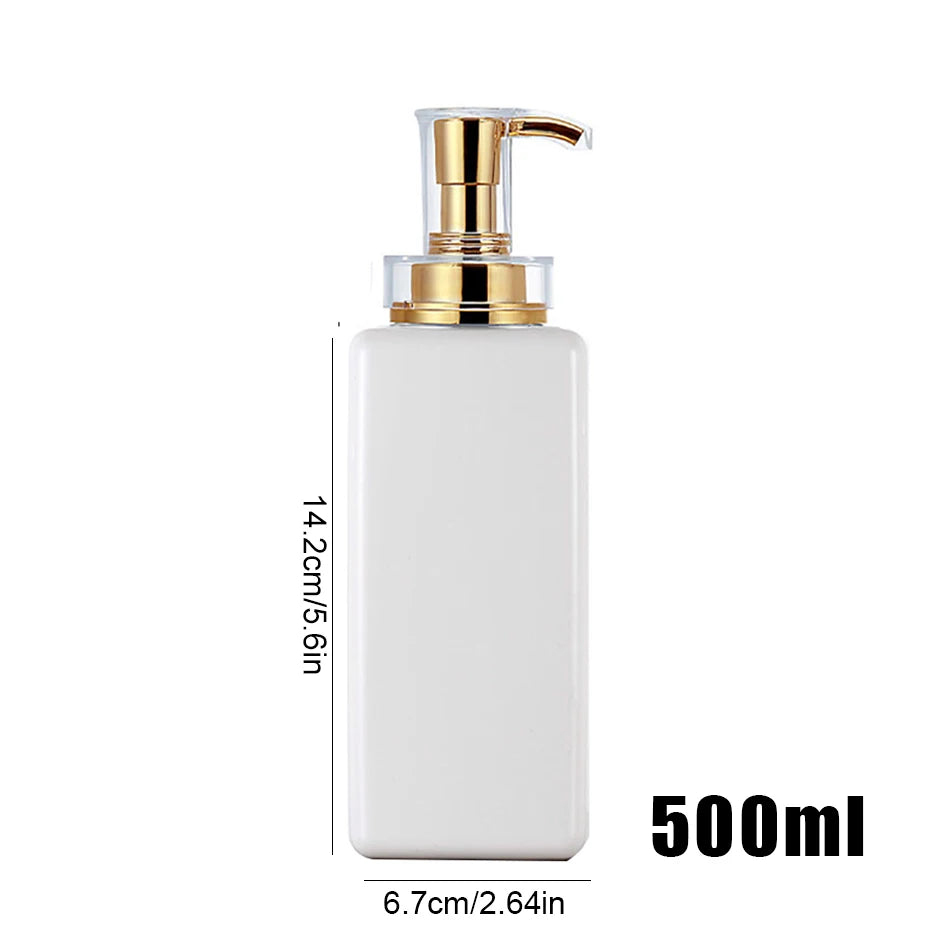 500ml/16.9oz Shampoo and Conditioner Body Wash Dispenser Bathroom Shower Countertop Soap Dispenser Bottle Square Shampoo Bottle