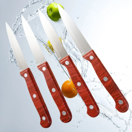 A Popular Stainless Steel Fruit Knife For Kitchen Straight Knives A Small Kitchen Accessory And A Wooden Hand-held Fruit Knife