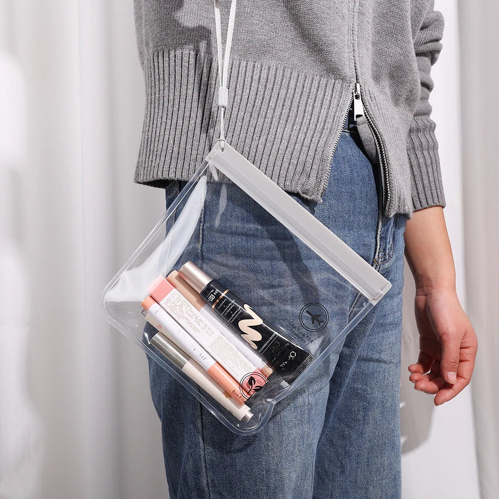 1/4pcs Transparent Travel Use TSA Approved Cosmetic Bags Waterproof Luggage Make Up Liquid Leakproof Resealable EVA Toiletry Bag