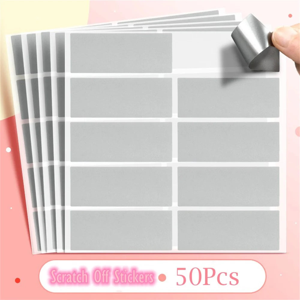 50pcs Reward Scratch Card Film Coated Stickers DIY Scratch Off Labels For Party Activity Favors Stationery Sticker