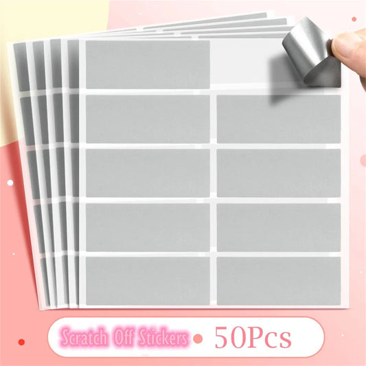 50pcs Reward Scratch Card Film Coated Stickers DIY Scratch Off Labels For Party Activity Favors Stationery Sticker