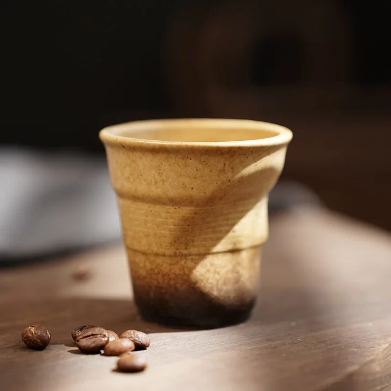 Creative Coarse Ceramic Coffee Cups Retro Irregular Folded Ceramic Mug