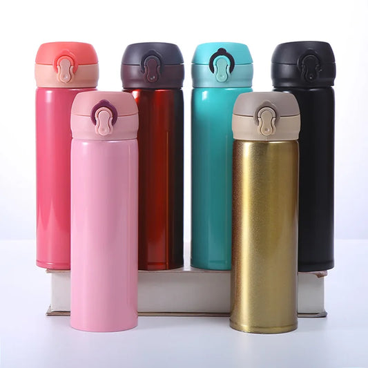 380-500ml solid color 304 stainless steel double-layer bouncing cup, student advertising cup, gift water cup, insulated cup