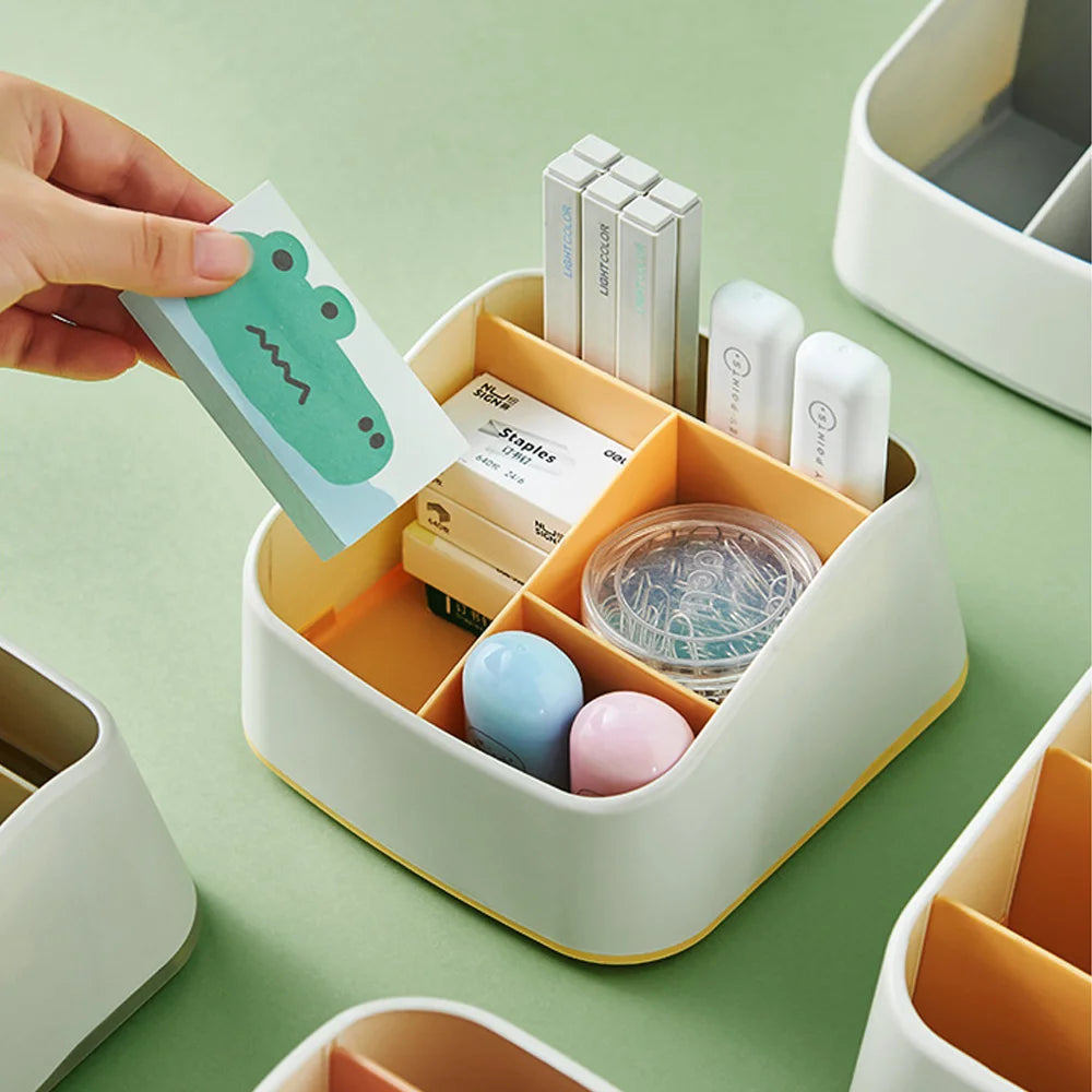 Remote Control Holder 4 Slot Desktop Storage Box Tv Remote Control Phone Trapezoidal Basket Stationery Organizer Case