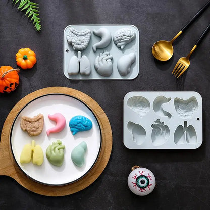 Human Organs Silicone Molds Heart Liver Brain Fondant Mold DIY Chocolate Candy Halloween Cake Decorating Tools