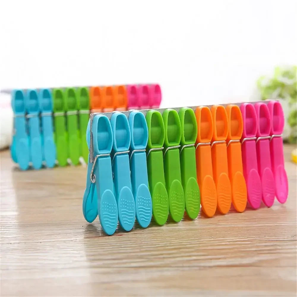 24Pcs Plastic Laundry Clothes Pins Hanging Pegs Clips Household Food Clip Clothespins Socks Underwear Drying Rack Holder