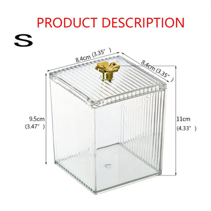 Acrylic Qtip Cotton Swab Holder Bathroom Jars With Lids Apothecary Jar Dispenser For Cotton BallCotton Round Pads, Floss