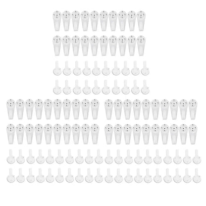 60pcs Plastic Photo Picture Frame Nail Painting Frame Mirror Clock Wall Hanging Nail Hook Hanger for Hard Wall Concrete Brick