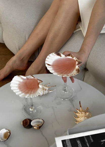 Ahunderjiaz-Natural Conch Scallop Shell Glasses, Light Luxury Decorative Ornaments, Kitchen Drinkware Set, Home Decoration