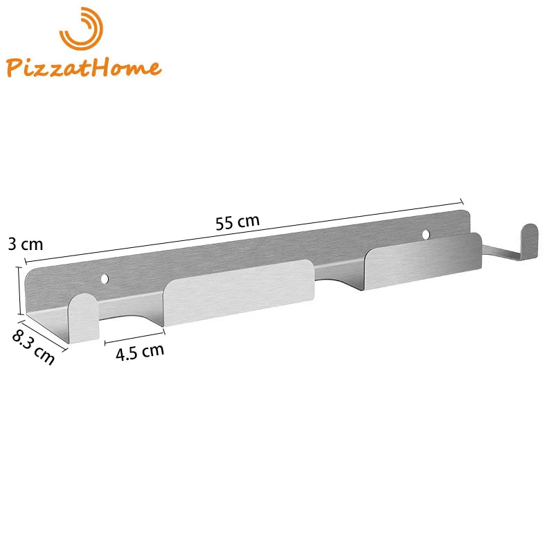 SHANGPEIXUAN Pizza Peel Wall Rack Brushed Stainless Steel Pizza Peel Wall Mounted Hanger Heavy Duty Pizza Shovel Holder Rack