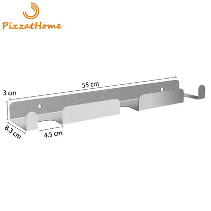 SHANGPEIXUAN Pizza Peel Wall Rack Brushed Stainless Steel Pizza Peel Wall Mounted Hanger Heavy Duty Pizza Shovel Holder Rack