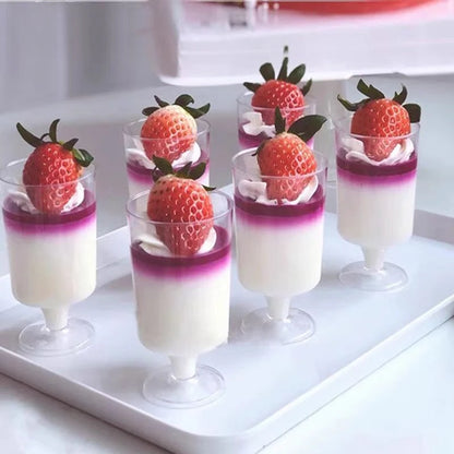 10/20PCS Plastic Western Tall Cup Disposable Ice Cream Mousse Household Pudding Small Plastic Party Christmas Dessert Cup
