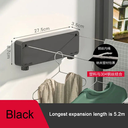 DOOKOLE 5.2m Retractable Clothesline,Stainless Steel Double Clothes Line Retracting,Heavy Duty Line Retractable Wall Mounted