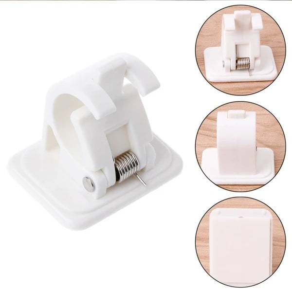 2Pcs Shower Curtain Hanging Rod End Fixing Holder Hook Self Adhesive Wall Nail Bathroom Curtain Rod Clamp Hook Support Frame