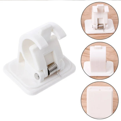 2Pcs Shower Curtain Hanging Rod End Fixing Holder Hook Self Adhesive Wall Nail Bathroom Curtain Rod Clamp Hook Support Frame