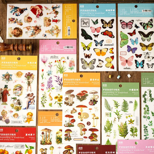 Vintage Leaf Flower Rub-on Stickers Scrapbooking Decorative Transfer Stickers for Junk Journal Photo Frame Cards & Clothes