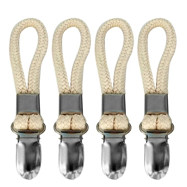 4PCS Bathroom Clips Braided Cotton Loop Metal Clamp Towel Clothes Pegs Household Multipurpose Cloth Hanger Kitchen Storage Racks