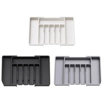 Expandable Utensil Tray Adjustable Plastic Silverware Organizer Spoons Forks Knives Cutlery Holder Kitchen Gadgets
