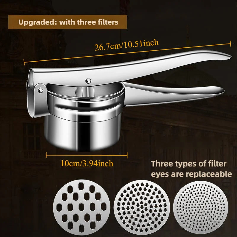 Masher RicerPress Mashed Potatoes Stainless Steel Crushing Puree Fruit Vegetable SqueezerJuicer Press Maker Kitchen Tools